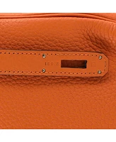 Pre-Owned HERMES Kelly 35 Handbag Orange Clemence with Palladium Hardware