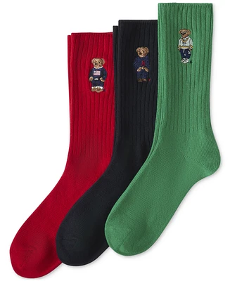 Polo Ralph Lauren Men's 3-Pk. Embroidered Bear Socks Giftbox