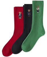 Polo Ralph Lauren Men's 3-Pk. Embroidered Bear Socks Giftbox