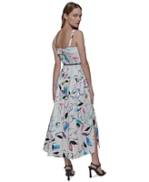 Karl Lagerfeld Paris Women's Printed Square-Neck Midi Dress