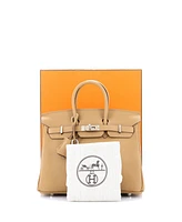 Pre-Owned Hermes Birkin 25 Handbag Brown Clemence with Palladium Hardware