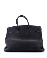 Pre-Owned Hermes Birkin 35 Handbag Black Clemence with Palladium Hardware
