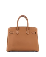 Pre-Owned Hermes Birkin 30 Handbag Brown Togo with Palladium Hardware