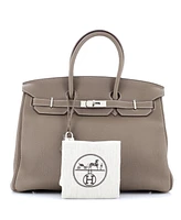 Pre-Owned Hermes Birkin 35 Handbag Grey Togo with Palladium Hardware