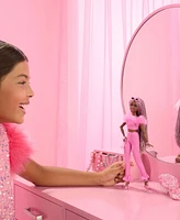 Barbie Deluxe Style Doll 4 in Soft Pink Jumpsuit, Pink and Brown Braided Hair