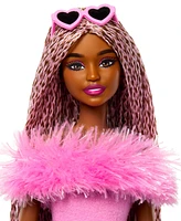 Barbie Deluxe Style Doll 4 in Soft Pink Jumpsuit, Pink and Brown Braided Hair