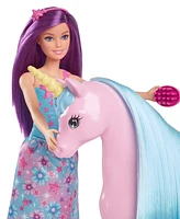 Barbie Fantasy Doll & Unicorn Toy Set - Includes Saddle, Brush, & Accessories