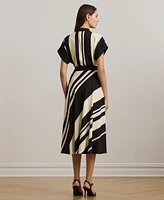 Lauren Ralph Women's Striped Belted Crepe Dress