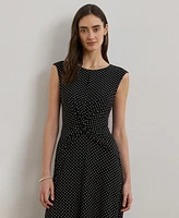 Lauren Ralph Women's Polka-Dot Twist-Front Jersey Dress