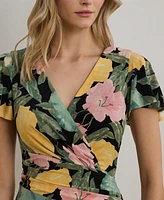 Lauren Ralph Women's Floral Stretch Jersey Surplice Dress
