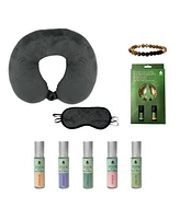 Sleep Serenity Set: Pursonic Aromatherapy Essential Oils Rollerballs, Lava Stone Bracelet, and Memory Foam Travel Pillow with Sleep Mask