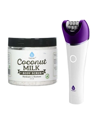 Pursonic Smooth & Radiant Skincare Bundle: 6-in-1 Smooth Glide Epilator + Coconut Milk Body Scrub