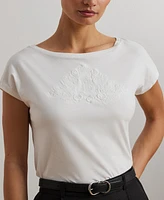 Lauren Ralph Women's Embroidered Cotton Jersey Tee