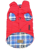 Parisian Pet Plaid Reversible Red Dog Jacket