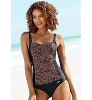 Lascana Women's Leopard Cheetah Tummy Control One Piece Swimsuit