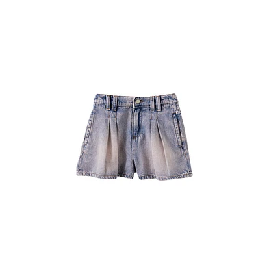 Cotton On Little/Big Girl's Sarai Pleat Front Denim Short