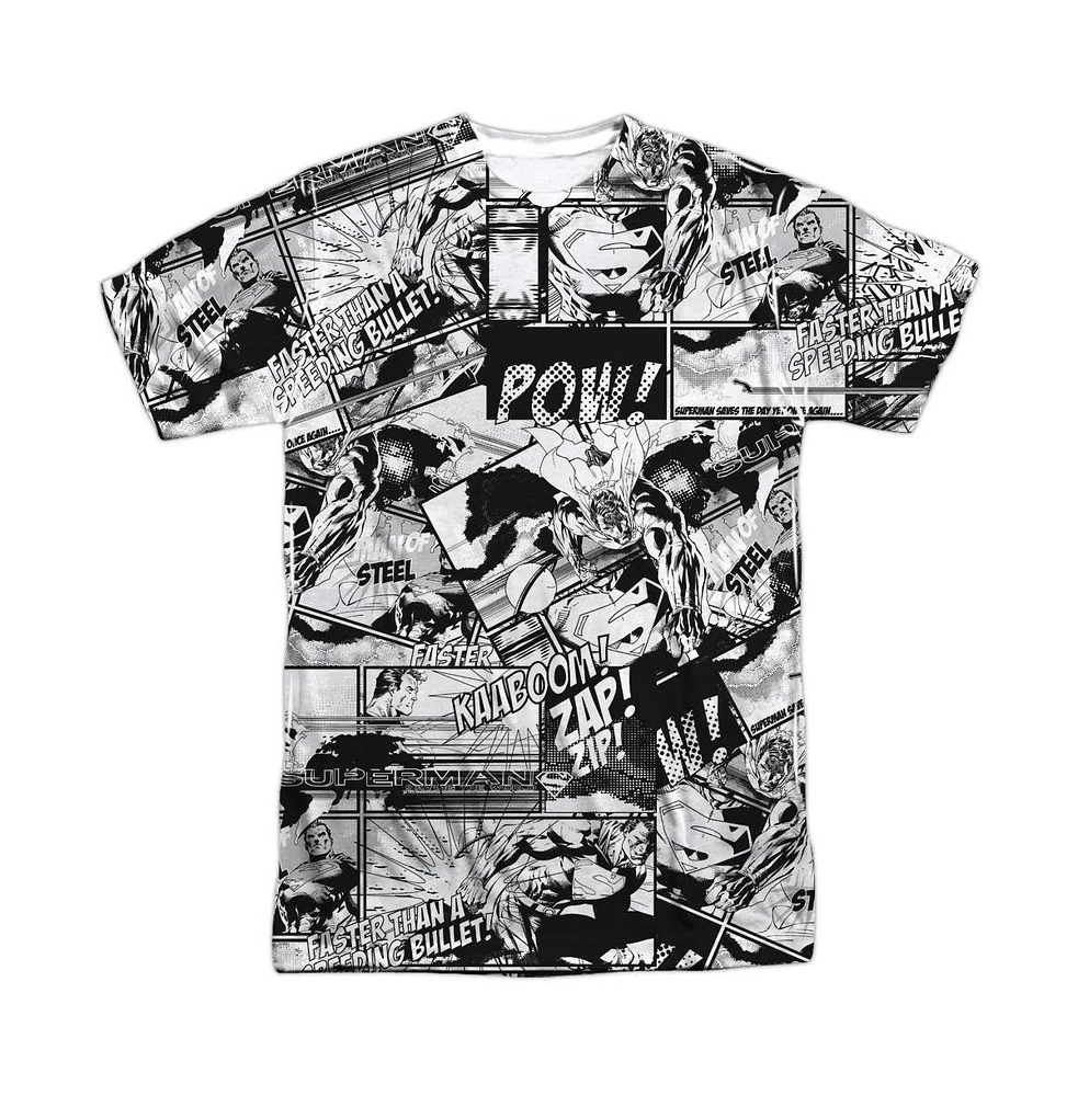 Superman Mens Comic Strips Short Sleeve Adult 100% Poly Crew Tee / T-Shirt