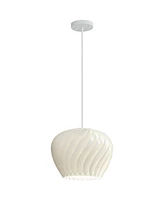 Cavelli 15" Mid Century Modern Pendant Ceiling Light Fixture Dining Room Over Table Kitchen Island Foyer Swirl Hanging Flower White Hallway Entryway L