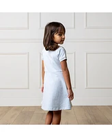 Hope & Henry Girls' Organic Short Sleeve French Terry Contrast Trim Dress