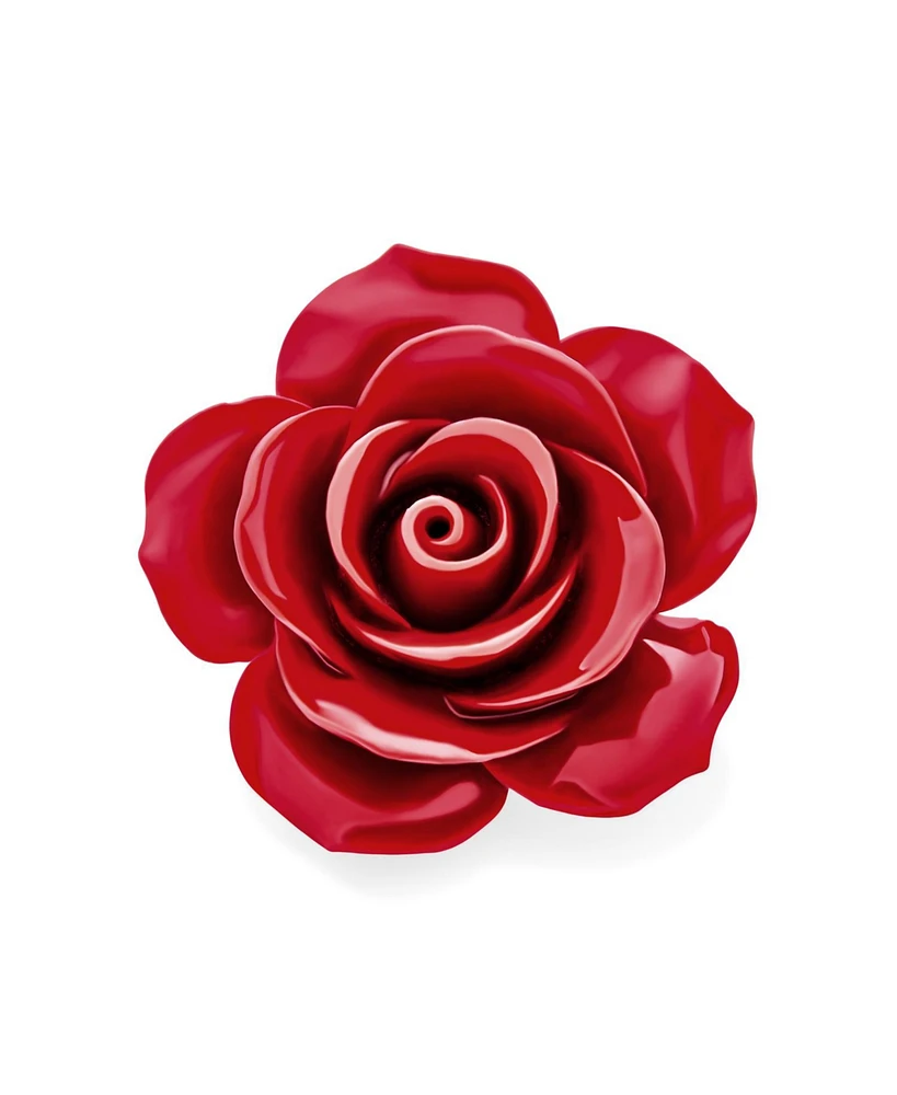 Bling Jewelry Romantic Floral Blooming 3D Carved Rose Brooche Pin in Pink Blue Black White Red