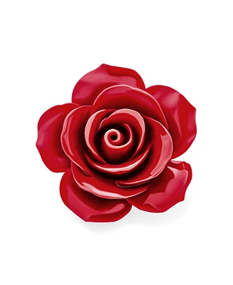 Bling Jewelry Romantic Floral Blooming 3D Carved Rose Brooche Pin in Pink Blue Black White Red