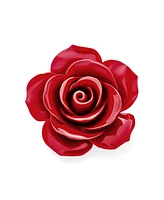 Bling Jewelry Romantic Floral Blooming 3D Carved Rose Brooche Pin in Pink Blue Black White Red