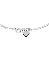 Bling Jewelry Romantic Love Knot Heart Layered Anklet Ankle Bracelet Double Chain Silver 9 Inch