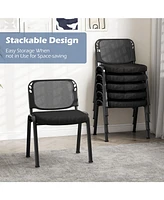 Set of 5 Stackable Conference Chairs with Mesh Back Comfortable and Space-Saving Seating for Meetings