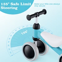 Baby Balance Bike for 2-Year-Old Boys and Girls No Pedal, 4 Wheels Stability Easy Learning