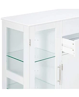 Kings Brand Furniture Santi 4-Door Buffet Display Cabinet, White