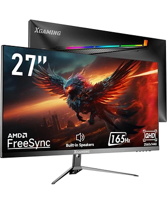 XGaming 27-inch Gaming Monitor with Speaker,Qhd 1440p Monitor, 165Hz 98% sRGB, 1ms, FreeSync, Dual Hdmi&DisplayPort, Led Rainbow Light, Frameless Ips