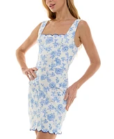 Trixxi Juniors' Floral Print Scalloped Sleeveless Bodycon Mini Dress