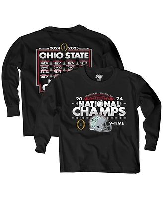 Blue 84 Big Boys and Girls Black Ohio State Buckeyes College Football Playoff 2024 National Champions Schedule Long Sleeve T-Shirt