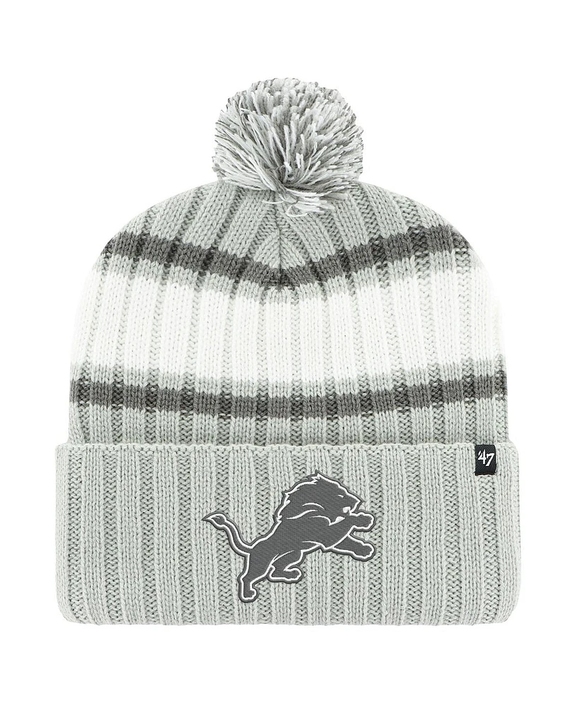 '47 Brand Men's Gray Detroit Lions Plateau Cuffed Knit Hat with Pom