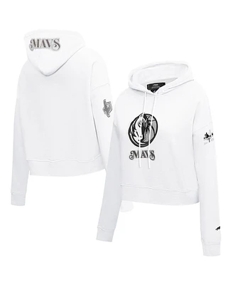 Pro Standard Women's White Dallas Mavericks 2024/25 City Edition Chenille Applique Cropped Pullover Hoodie