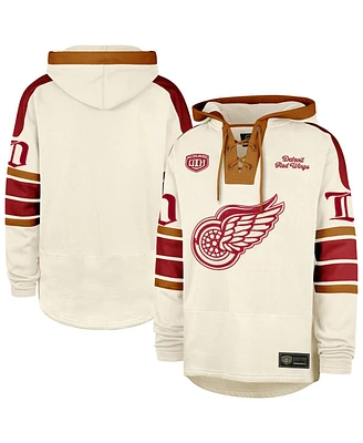 47 Brand Men's Red Detroit Wings Blue Line Heritage Lacer Pullover Hoodie