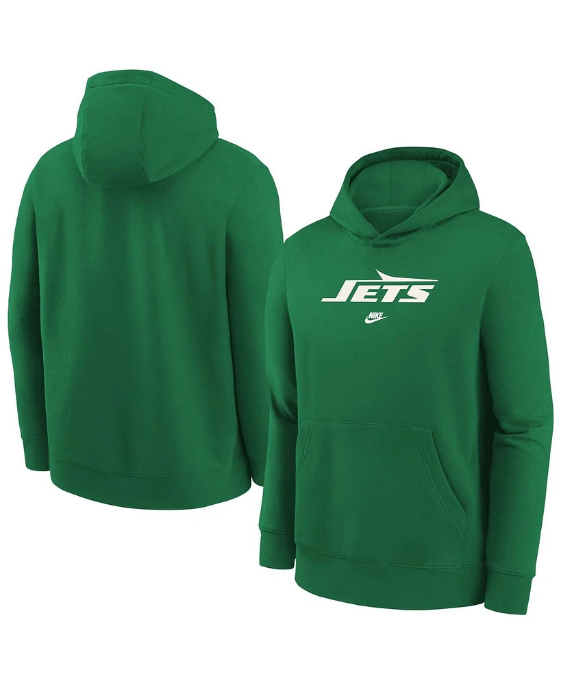 Nike Big Boys and Girls Kelly Green New York Jets Rewind Club Fleece Pullover Hoodie