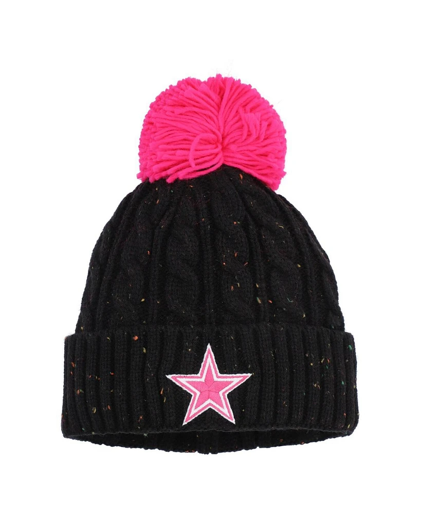 Outerstuff Dallas Cowboys Big Girls Black Nep Yarn Cuffed Knit Hat with Pom