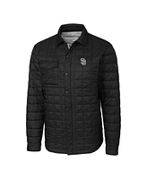 Cutter & Buck Men's Black San Diego Padres Rainier PrimaLoft Eco Insulated Quilted Full-Zip Shirt Jacket