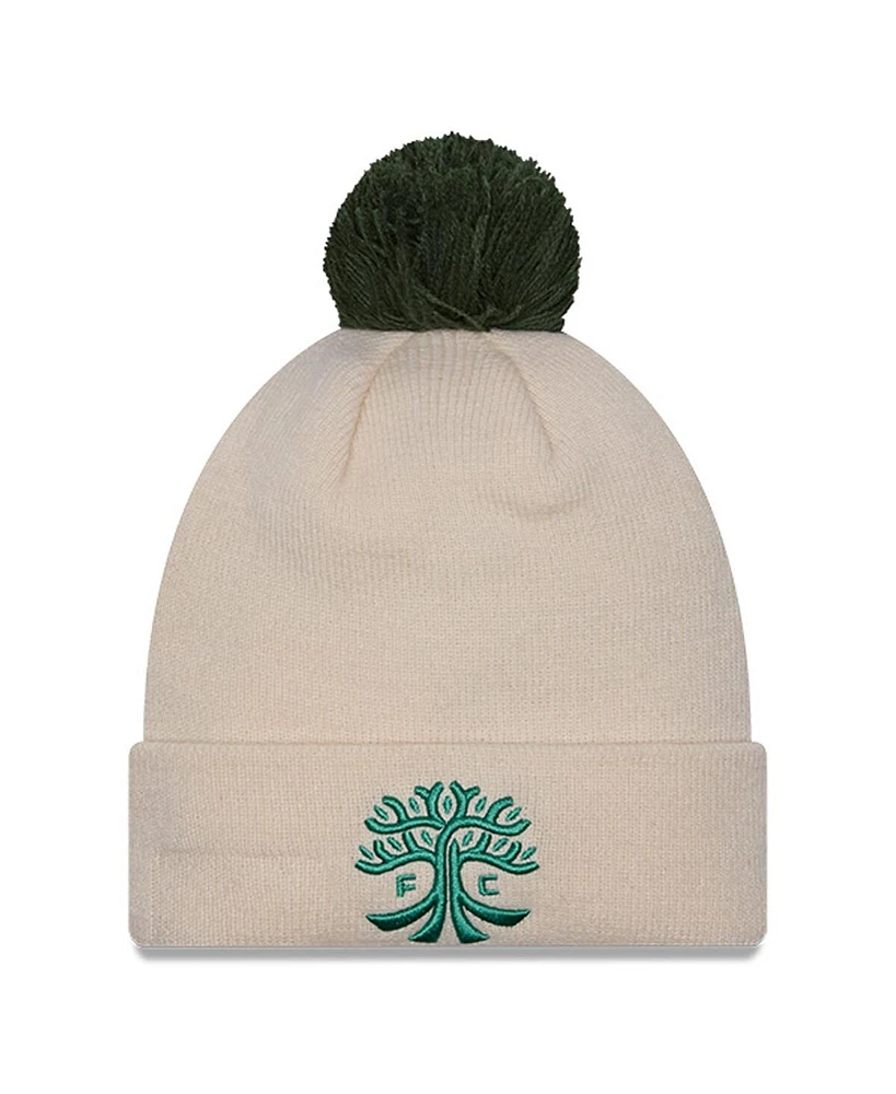 New Era Men's Cream Austin Fc Jersey Hook Cuff Knit Hat with Pom