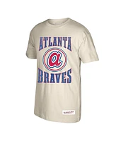 Mitchell & Ness Men's Cream Atlanta Braves Arched Logo Slub T-Shirt