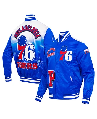 Pro Standard Men's Royal Philadelphia 76ers Sublimated Satin Full-Snap Jacket