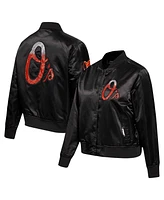 Pro Standard Women's Black Baltimore Orioles Rhinestone Satin Full-Snap Jacket