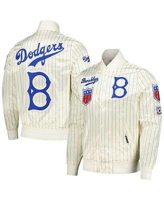 Pro Standard Men's Cream Brooklyn Dodgers Cooperstown Collection Pinstripe Retro Classic Satin Full-Snap Jacket