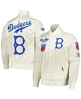 Pro Standard Men's Cream Brooklyn Dodgers Cooperstown Collection Pinstripe Retro Classic Satin Full-Snap Jacket