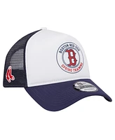 New Era Men's White/Navy Boston Red Sox Spring Training Circle Foam A-Frame 9FORTY Trucker Adjustable Hat