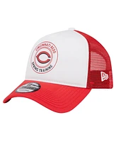 New Era Men's White/Red Cincinnati Reds Spring Training Circle Foam A-Frame 9FORTY Trucker Adjustable Hat