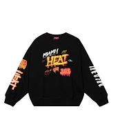 Mitchell & Ness Women's Black Miami Heat Slap Sticker Lightweight Pullover Sweatshirt