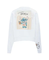 Freeze Max Women's White Lilo and Stitch Postcard Loose Fit Cropped Pullover Sweatshirt