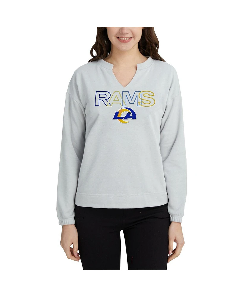 Concepts Sport Women's Gray Los Angeles Rams Sunray Notch Neck Long Sleeve T-Shirt